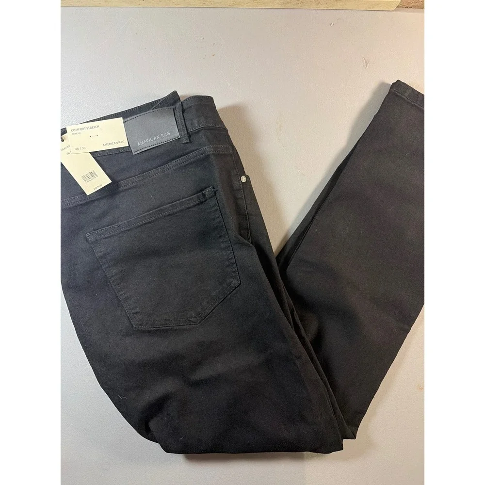 American Rag Slim Fit Jeans Mens 36/30 Black Comfort Stretch Denim NWT New